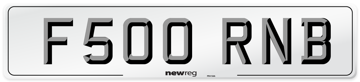 F500 RNB Number Plate from New Reg